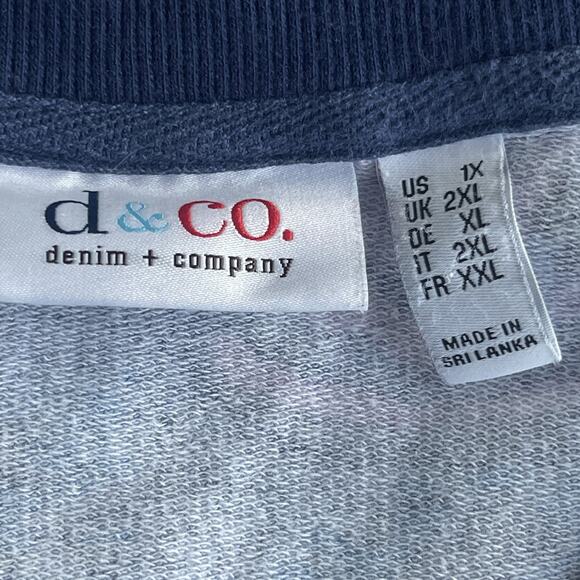 QVC Denim & Company Sweater Womens 1X Floral Long Sleeve Pullover Pockets Casual - Picture 4 of 10